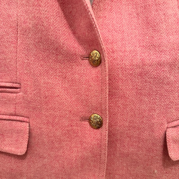 J. Crew Rose Pink Wool-Blend Tailored Schoolboy Blazer with Gold Buttons - Picture 3 of 9